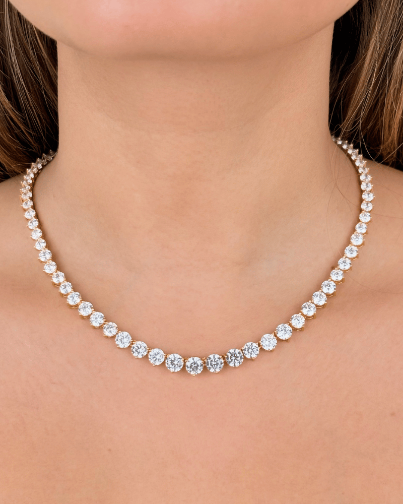 Single Line Solitaire Necklace in Grading | 18K Gold Plating | Rhodium Plating