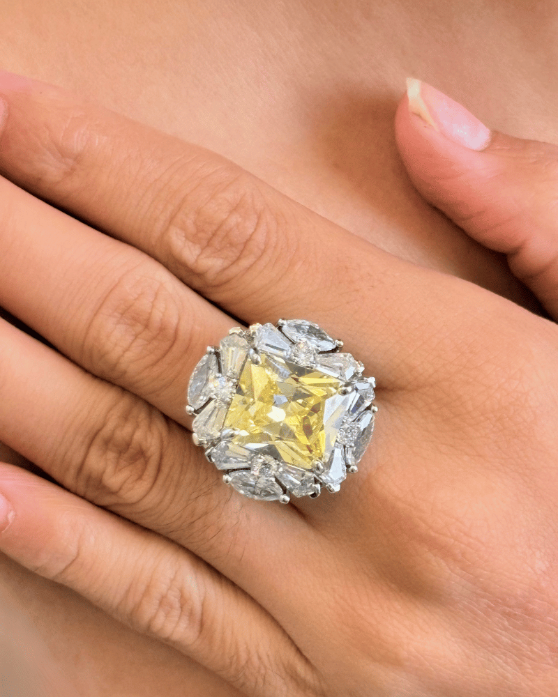 Elaris Crystal Ring  | Adjustable | Rhodium Plating