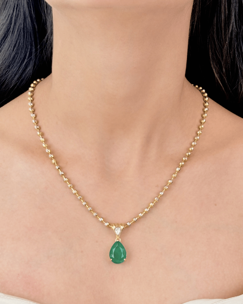 Emerald Muse Kundan Pendat Set | Without Chain