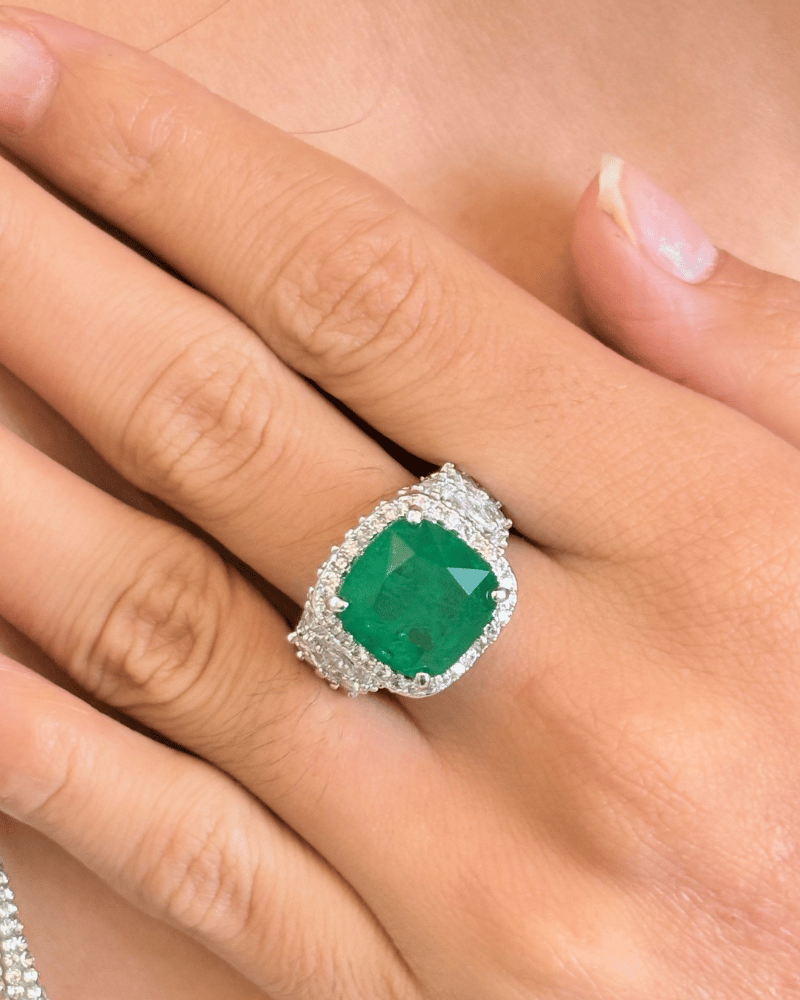 Shahkaar Diamond Ring | Adjustable | Rhodium Plating