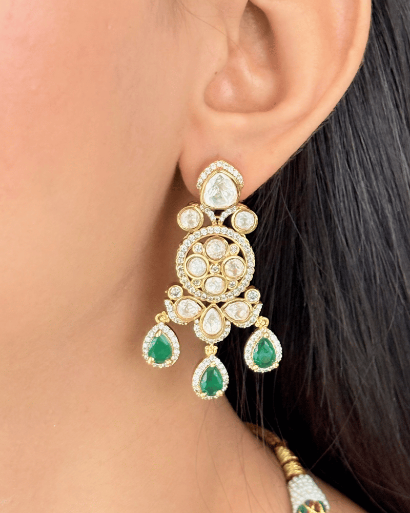 Sultana Emerald Moissanite Necklace | Screw Back | 18K Gold Plating