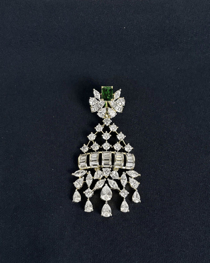 Elara Emerald Radiance Diamond Pendant Set | Big Size | Screw Back