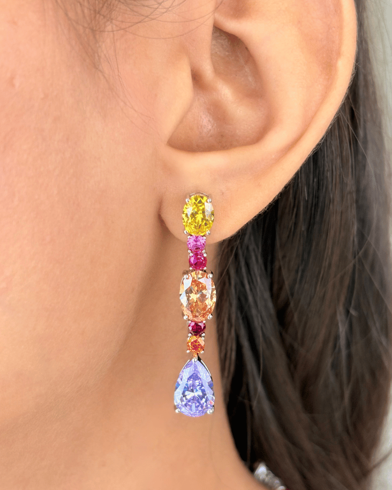 Velmora Multi Color Diamond Necklace | Rhodium Plating