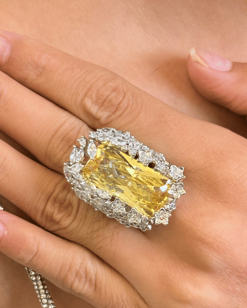 Imperial Majesty Cocktail Ring | Rhodium Plating | Adjustable
