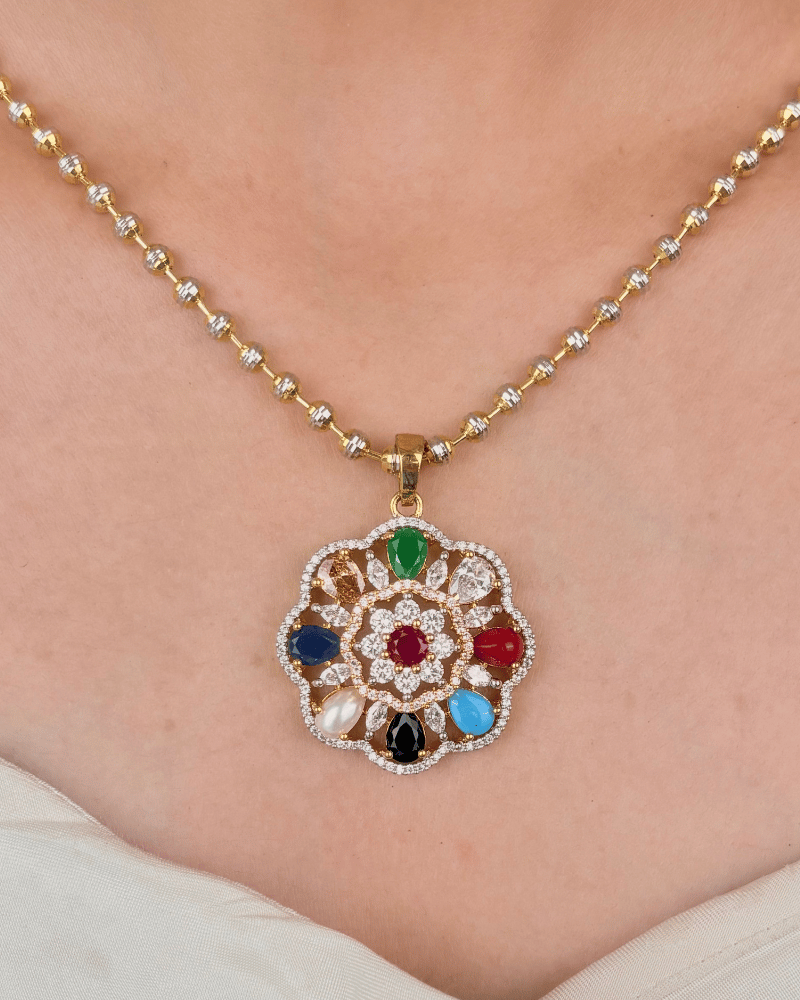 Multi Color Fiora Diamond Pendat Set | Without Chain