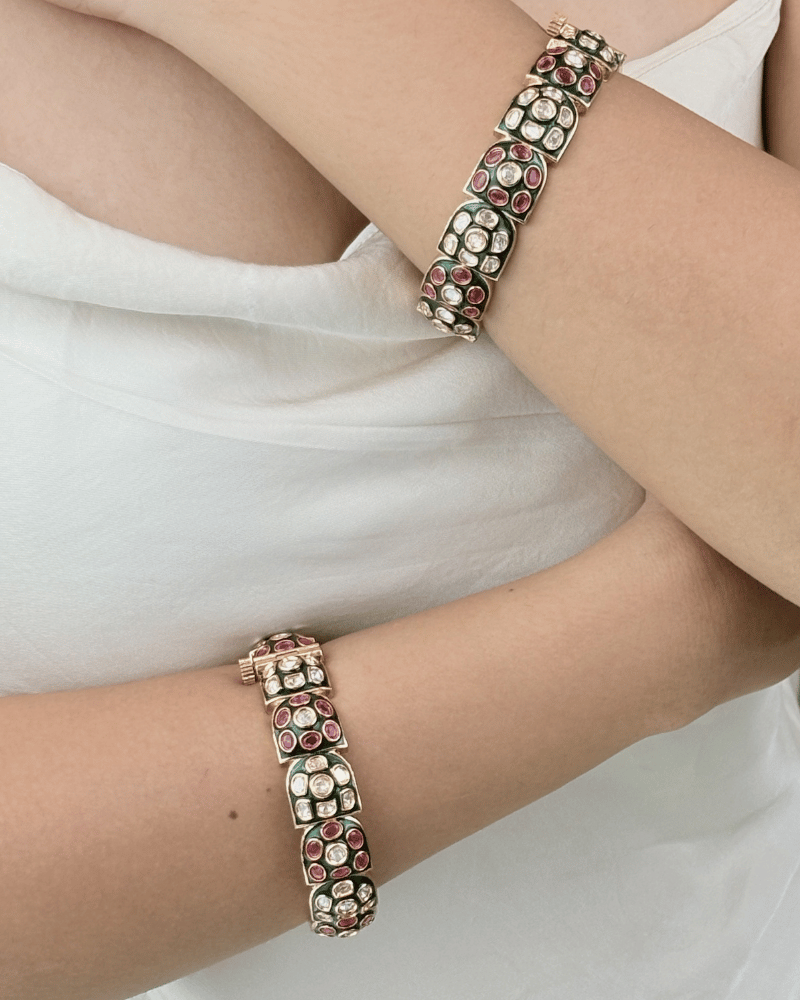 Jharokha Polki Bangles | Single Piece | Openable