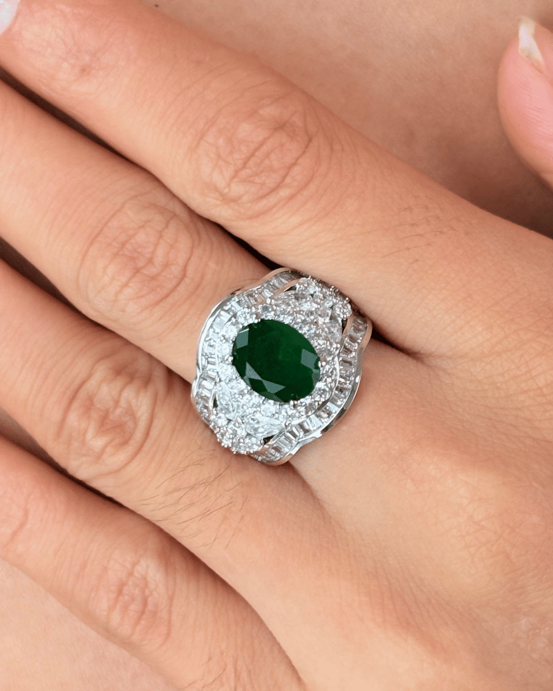Regalia Cocktail Diamond Ring | Adjustable | Rhodium Plating