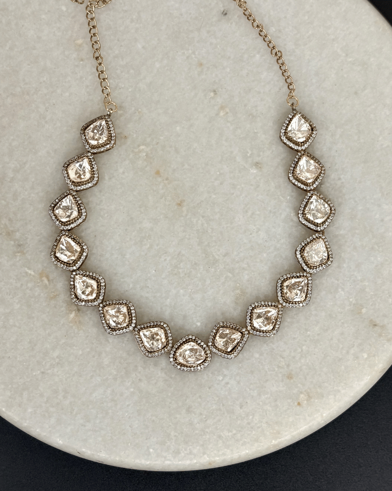 Champagne Cascade Victorian Polki Necklace