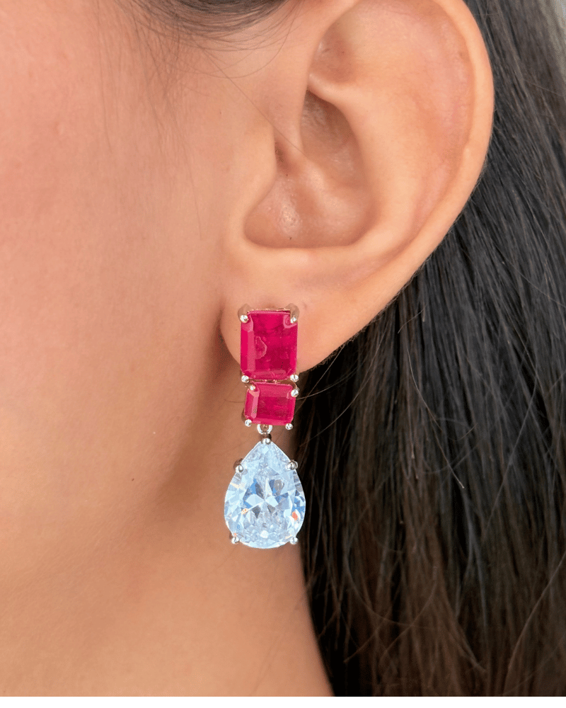 Ruby Whisper Doublet Stones With Crystal Drop