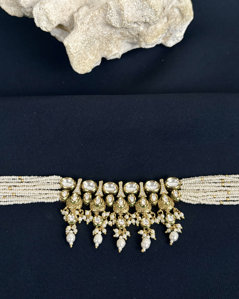 Mythili Kundan Choker With Moti Drops | Mint Work