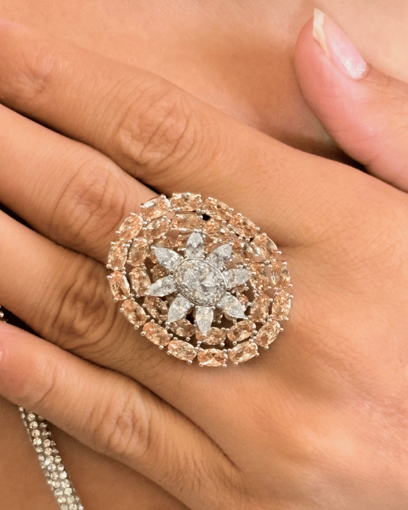 Celora Diamond Ring | Adjustable | Rhodium Plating