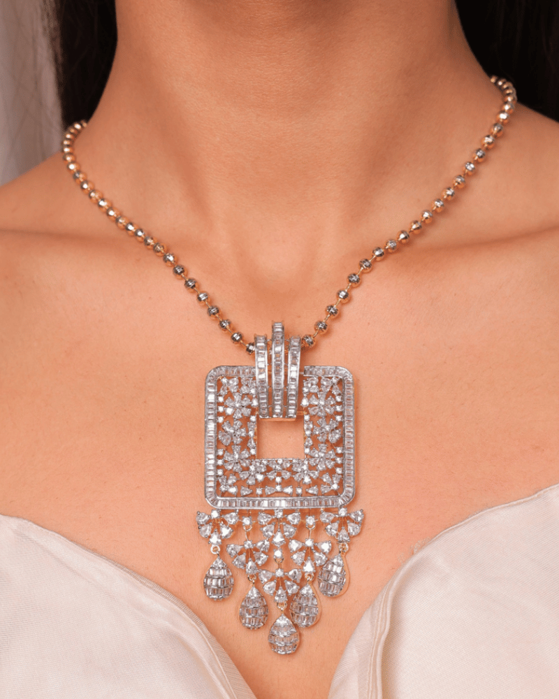 The Imperial Frame Diamond Pendant | Without Chain | Big Size | Screw Back