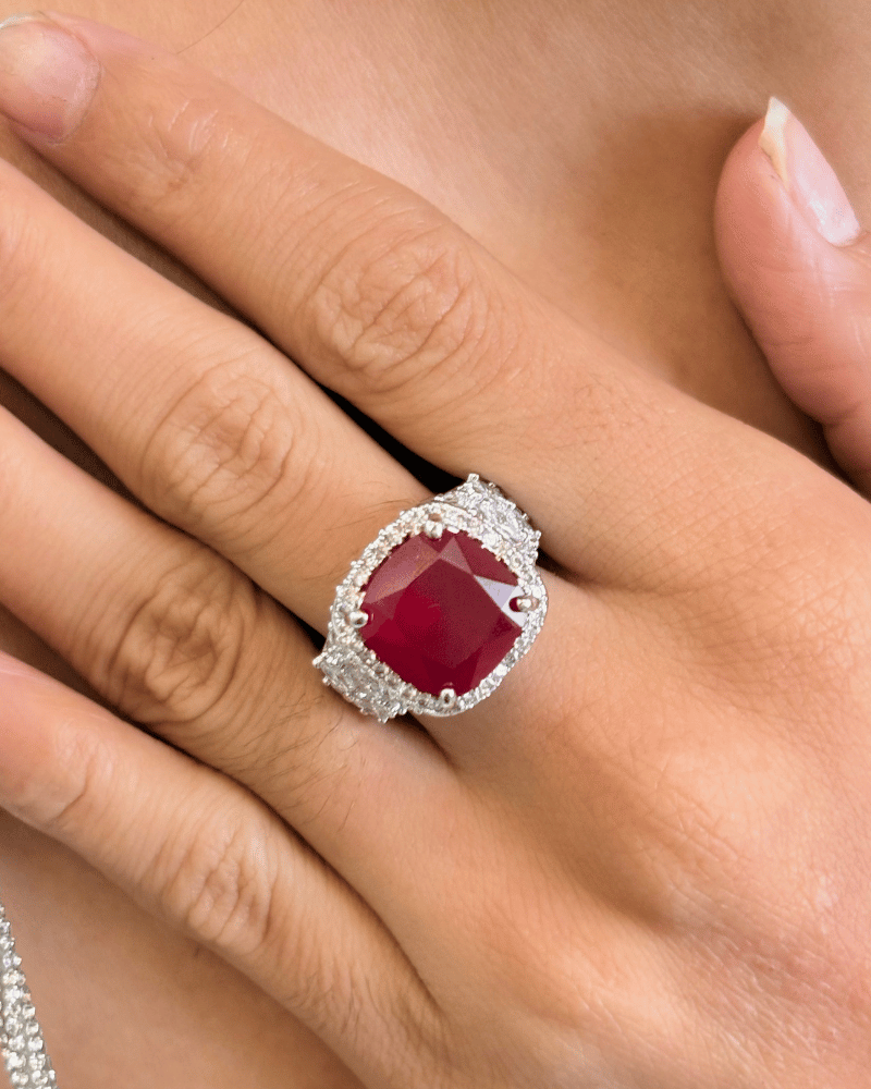 Shahkaar Diamond Ring | Adjustable | Rhodium Plating