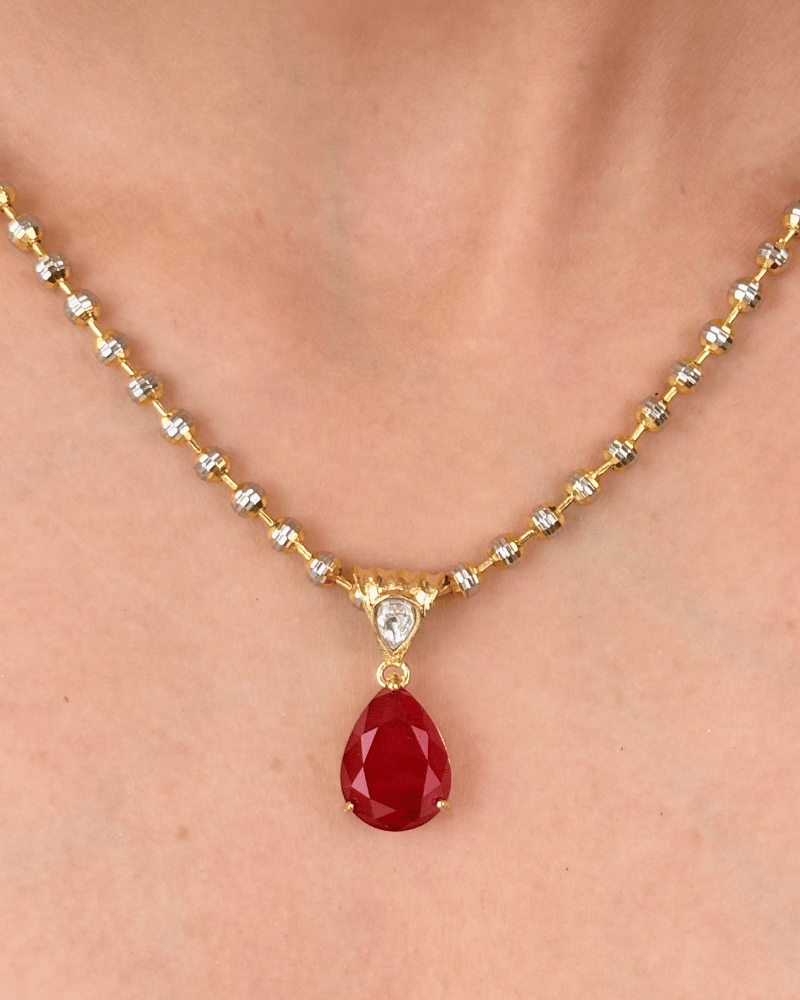 Ruby Muse Kundan Pendat Set | Without Chain | Screw Back