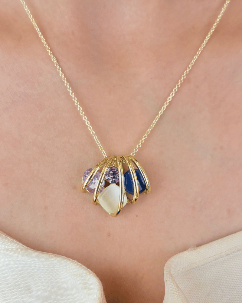 Gilded Petal Pendant Set | With Chain