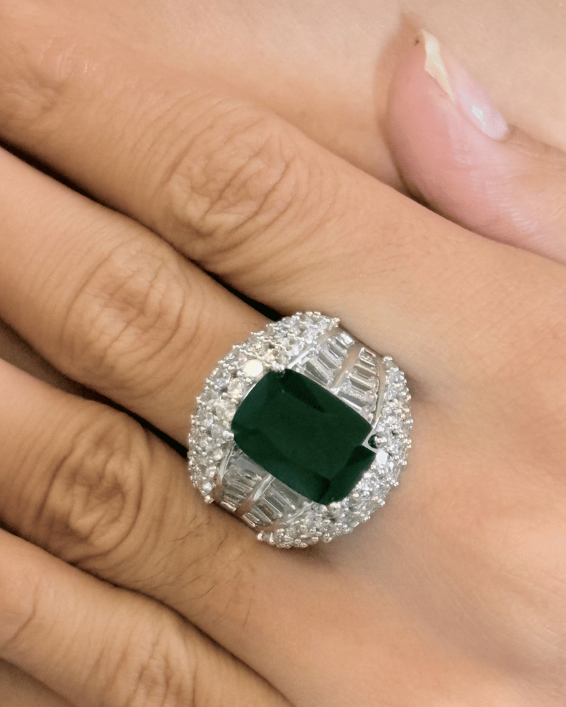Crysta Diamond Ring | Adjustable | Rhodium Plating