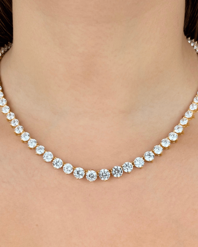 Single Line Solitaire Necklace in Grading | 18K Gold Plating | Rhodium Plating