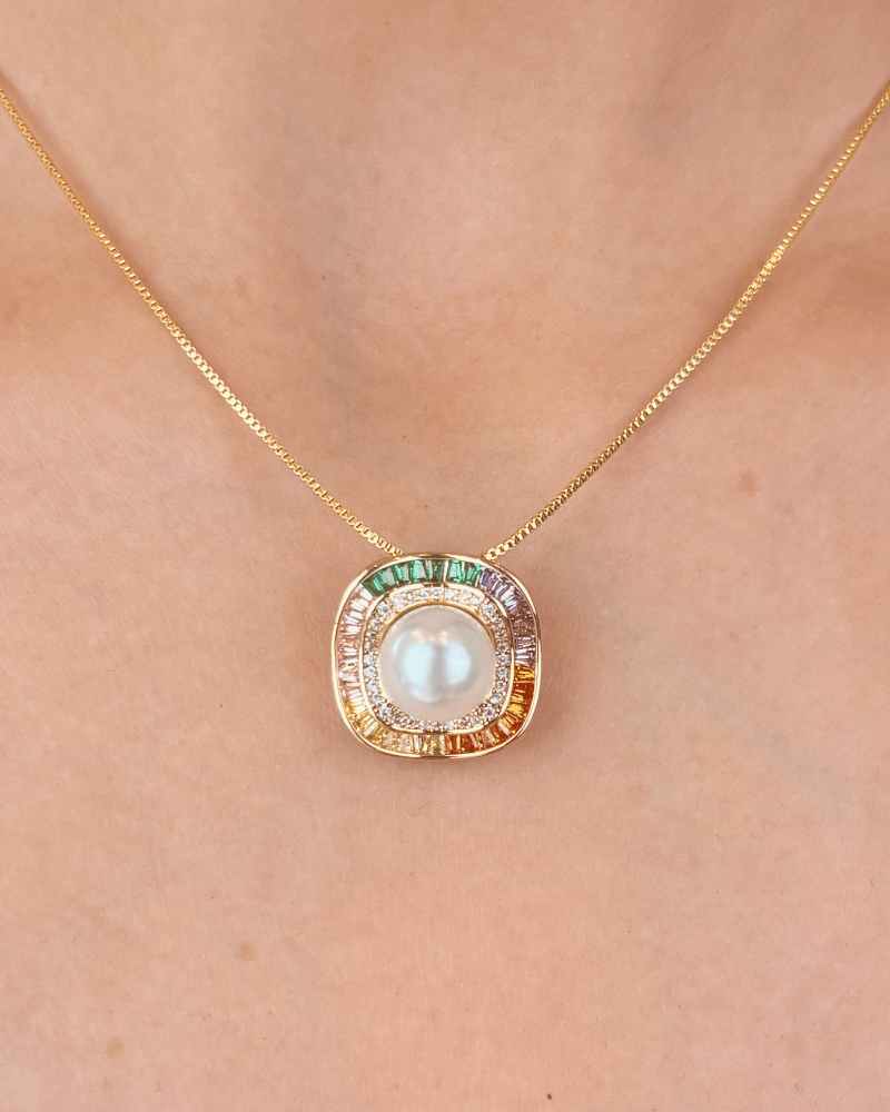 Calista Pearl Multi Color Pendant Set | With Chain