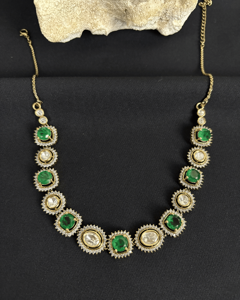Samudra Emerald Victorian Polki Necklace