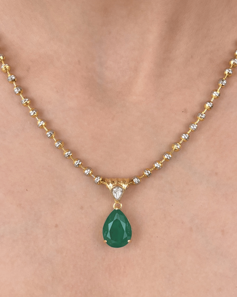 Emerald Muse Kundan Pendat Set | Without Chain