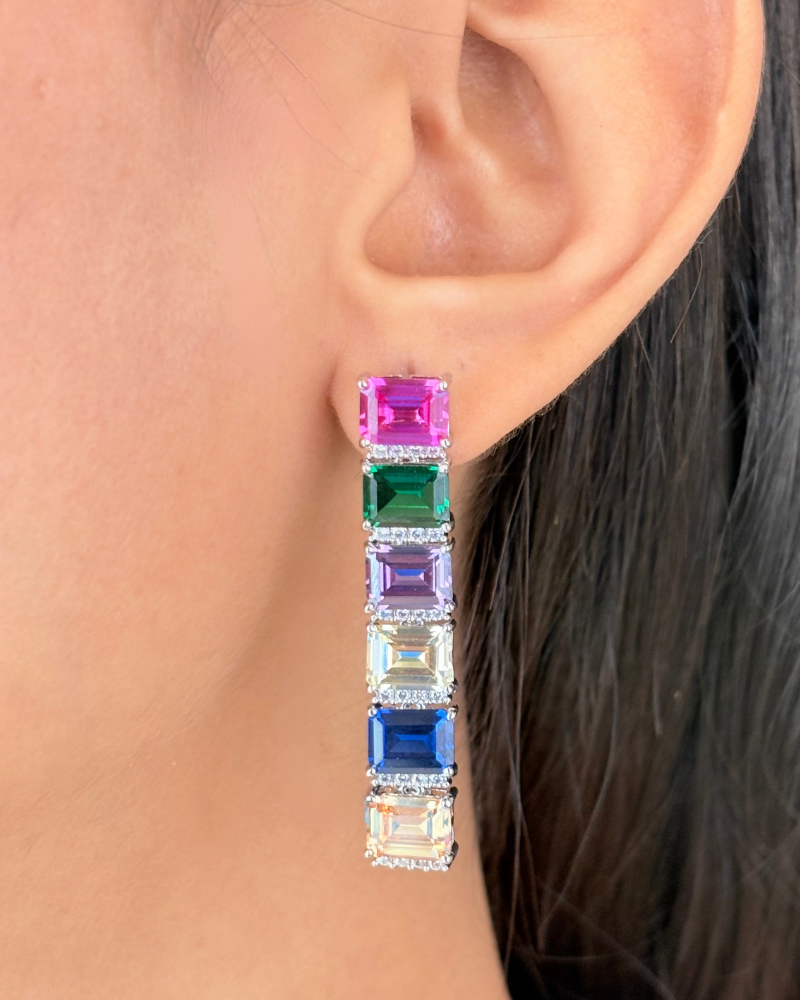Prismara Multi Color Diamond Necklace | Rhodium Plating