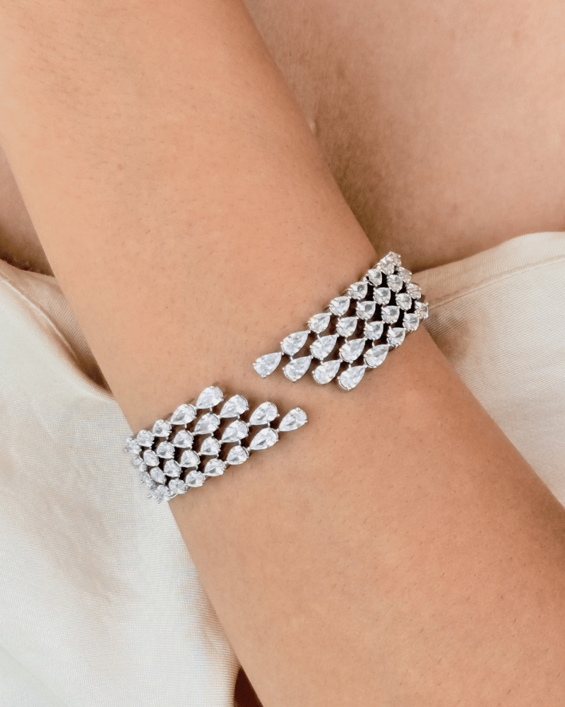 Lustre Wing Diamond Bracelet | Openable | Rhodium Plating | Silver