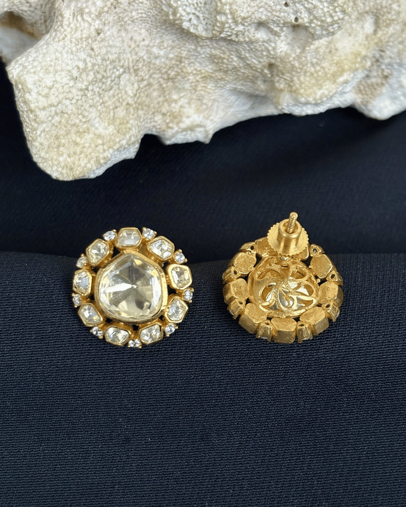 Seher Moissanite Studs | Screw Back | 18K Gold Plating