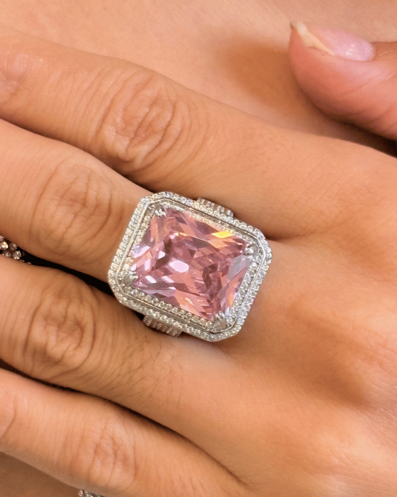 Crown Jewel Crystal Ring | Adjustable | Rhodium Plating