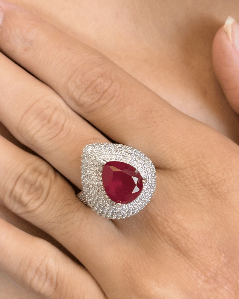 Imperia Teardrop Ring | Adjustable | Rhodium Plating