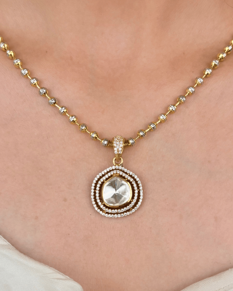 Jashn Moissanite Pendant Set | Without Chain | Screw Back | 18K Gold Plating