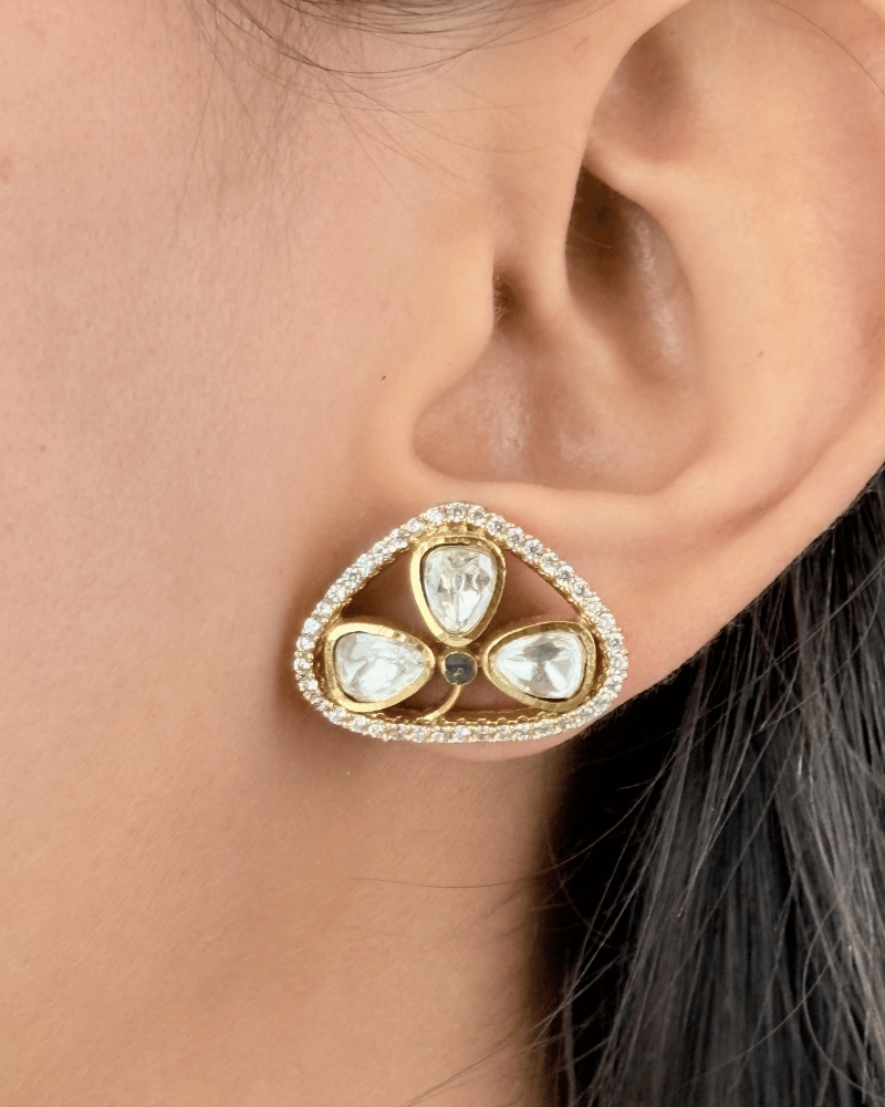 The Florence Moissanite Pendant Set | Without Chain | Screw Back | 18K Gold Plating