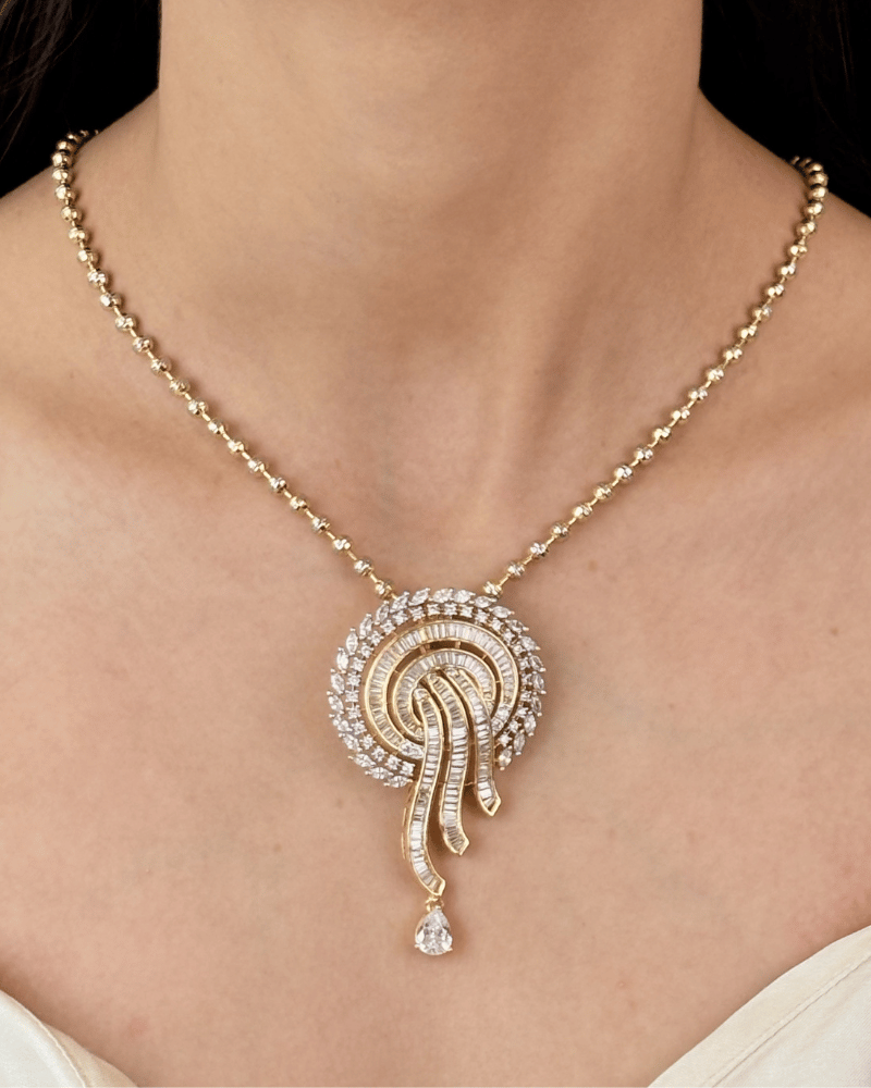 Triveni Diamond Pendant Set | Without Chain