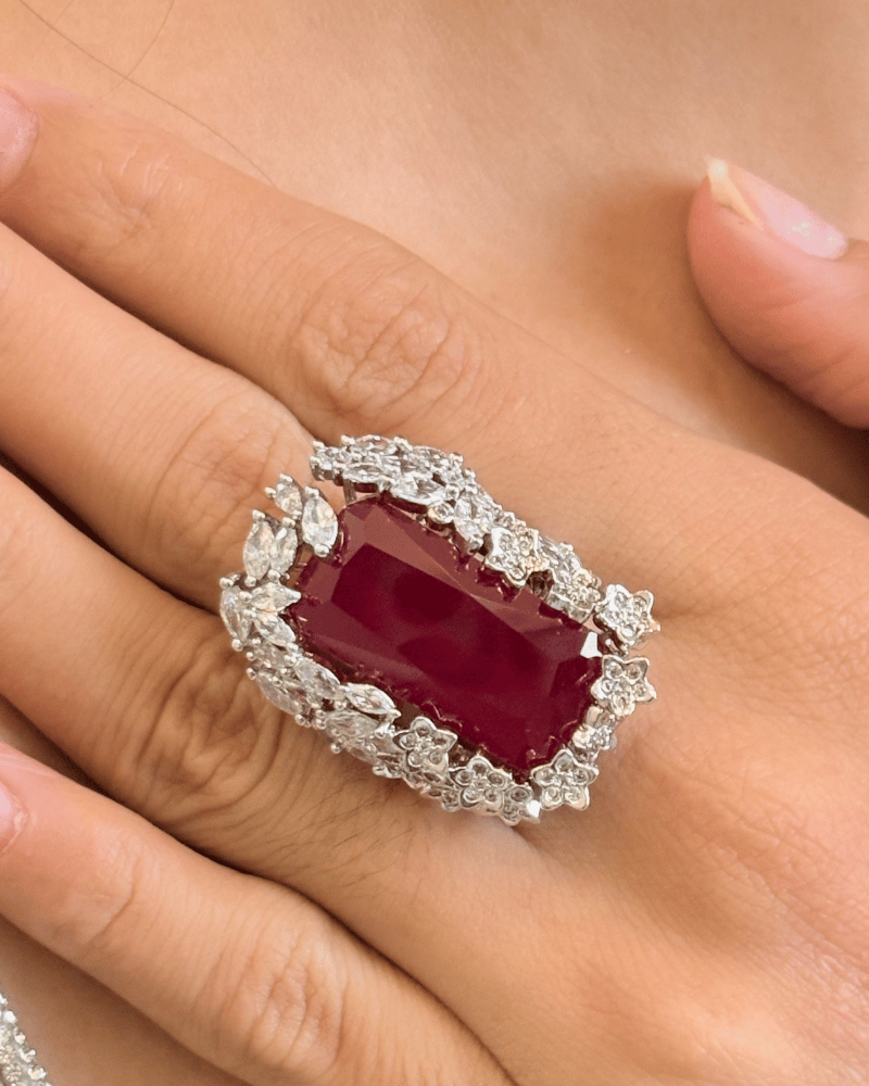 Imperial Majesty Cocktail Ring | Rhodium Plating | Adjustable