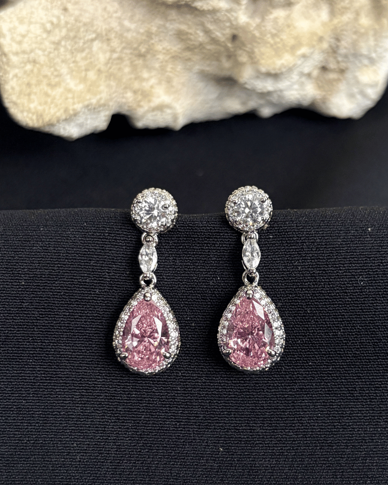 Pink Whisper Crystal Danglers