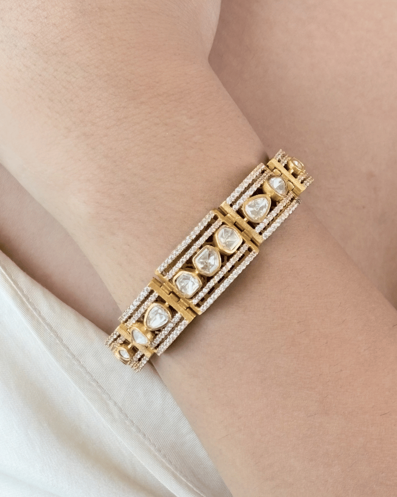 Shahi Rekha Moissanite Bracelet | Openable | 18K Gold Plating