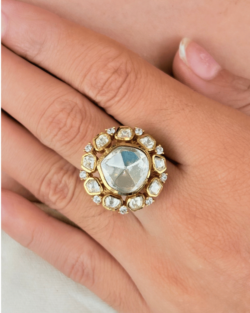 Huzoor Moissanite Ring | Adjustable | 18K Gold Plating