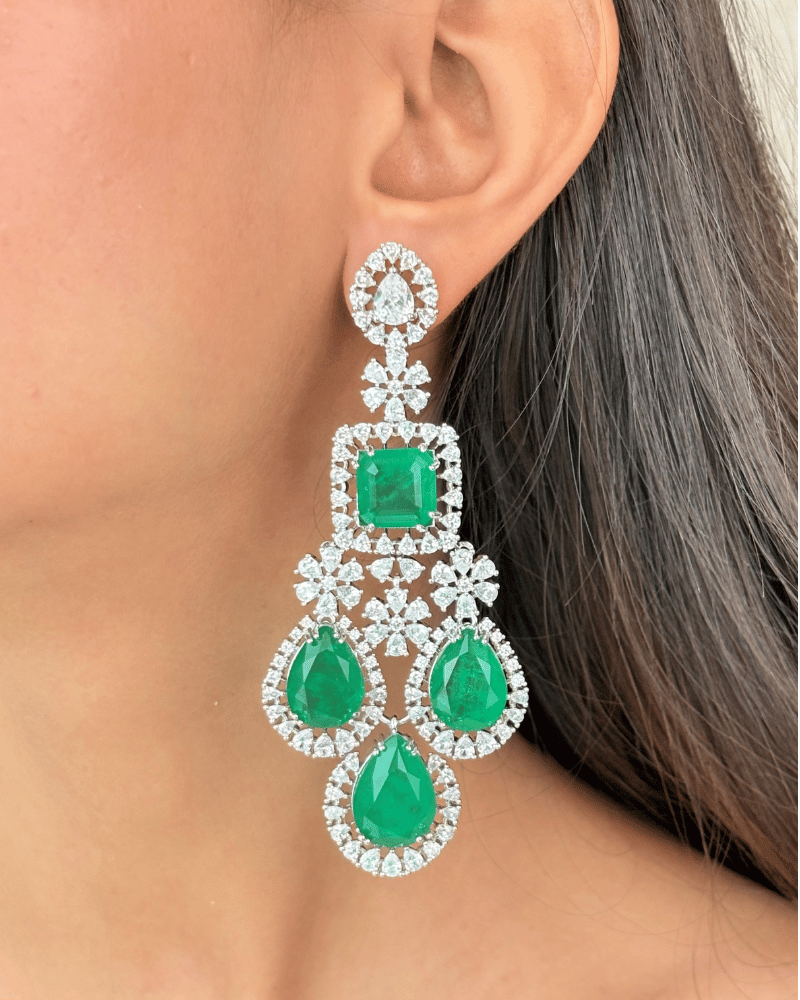 Haarika Emerald Danglers