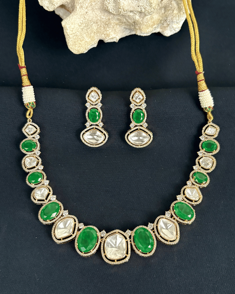 Mayurika Emerald Polki Necklace