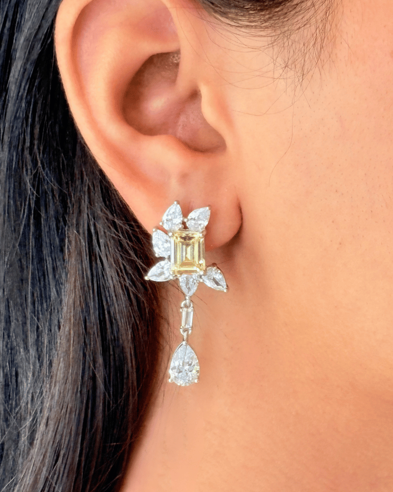 Zareth Citrine Danglers | 92.5 Silver Jewellery