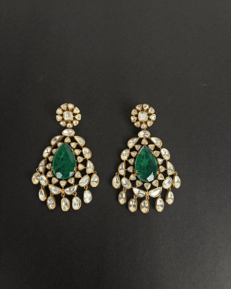 Jodha Bai Moissanite Danglers | 18K Gold Plating | Screw Back