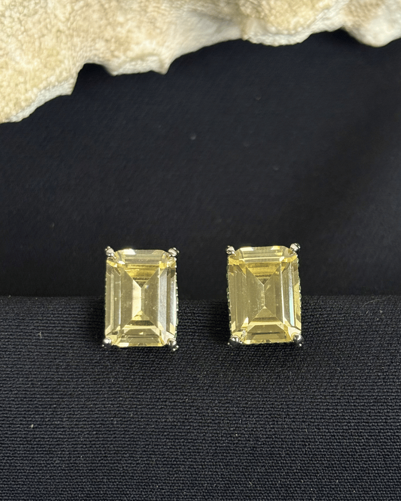 Citrine Diamond Studs