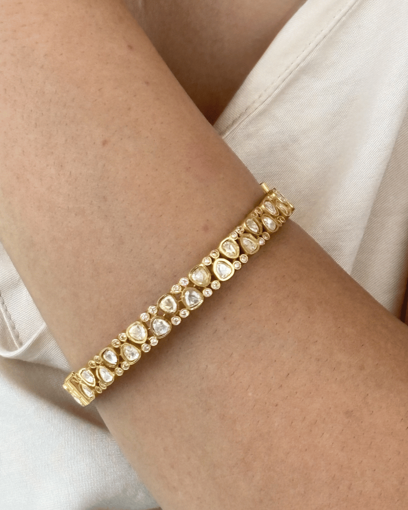 Aabroo Moissanite Bangles | Single piece | 18K Gold Plating