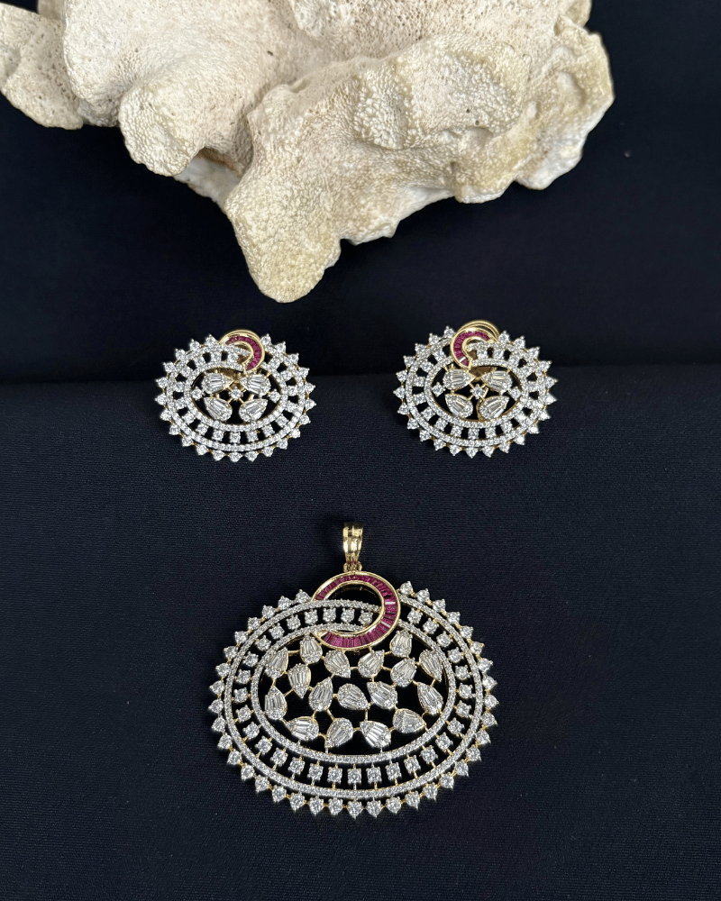 Ishva Medallion Pendant Set | Big Size | Screw Back