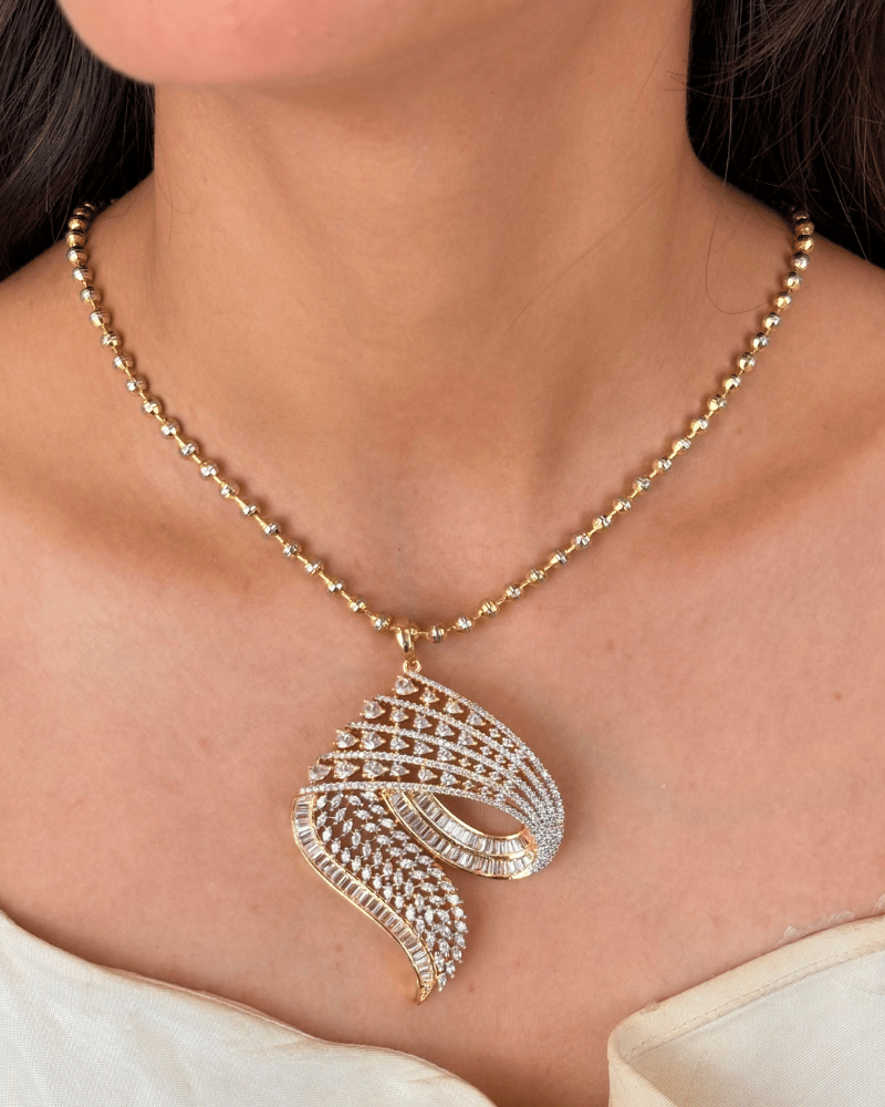 Seraphine Wing Diamond Pendant Set | Without Chain