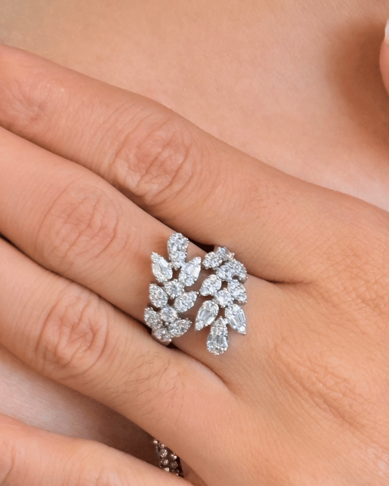 Leafline Glow Diamond Ring | Adjustable