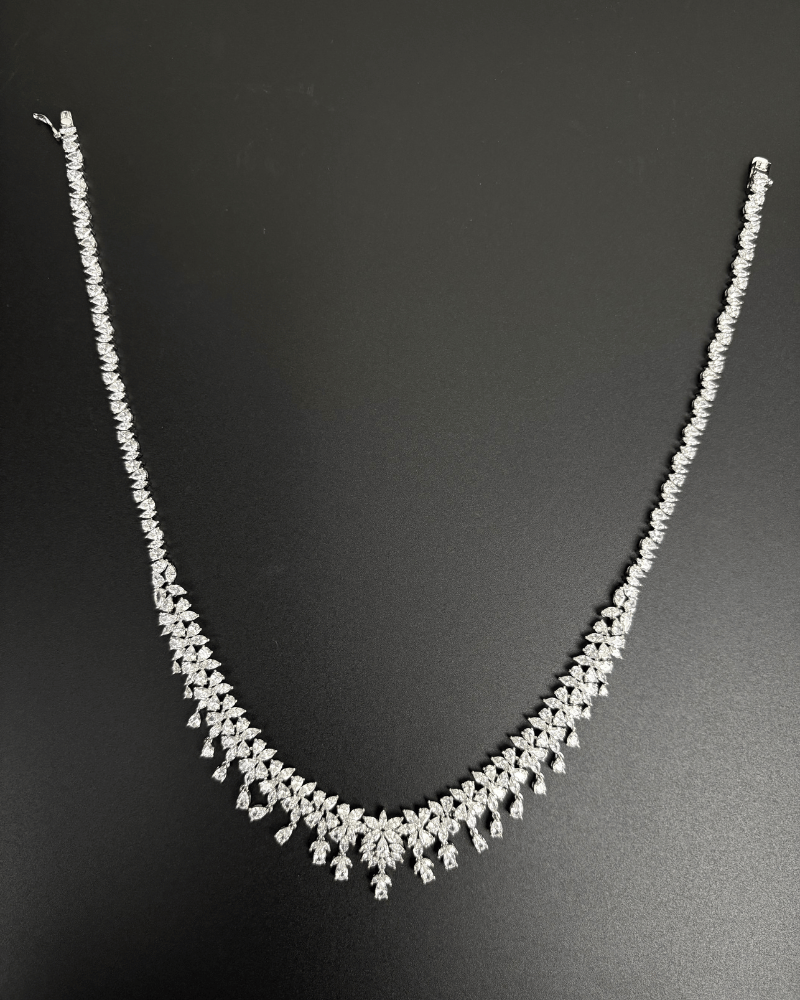 Crystal Drop Necklace | Rhodium Plating