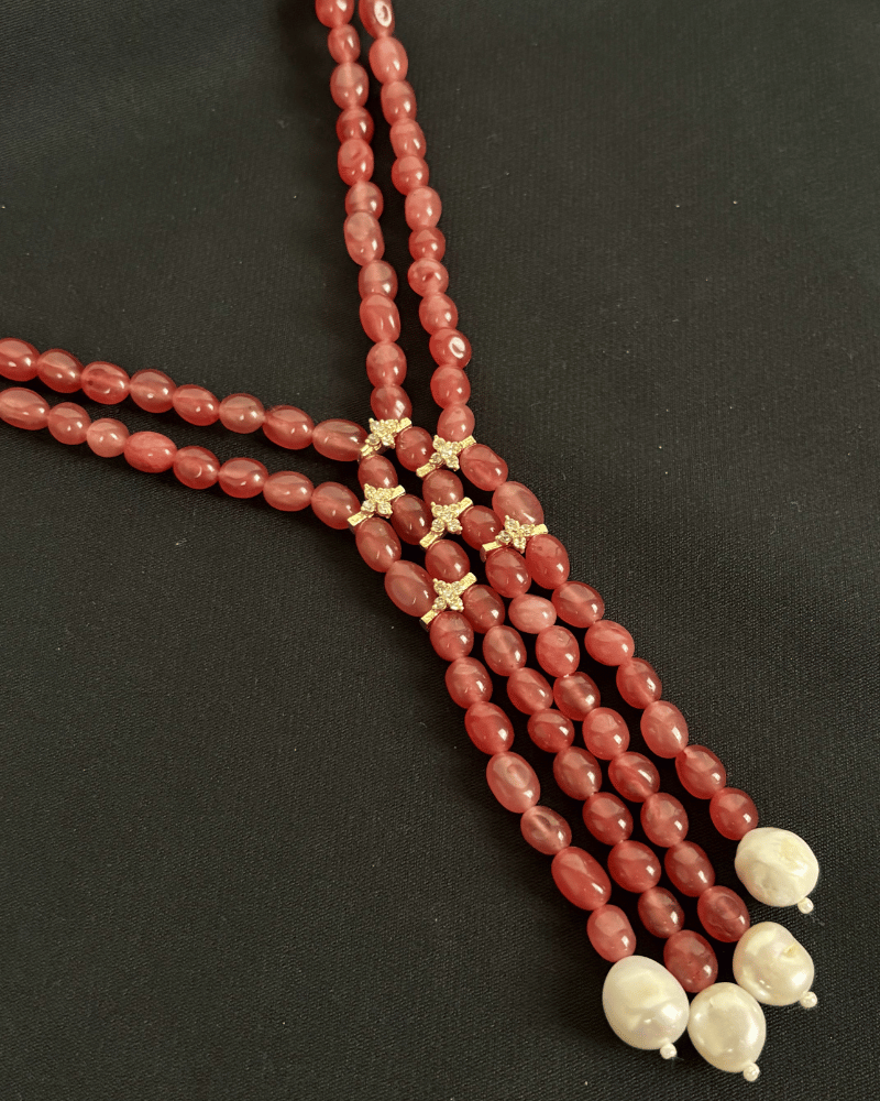 Celest Ruby Pearl Fall Mala