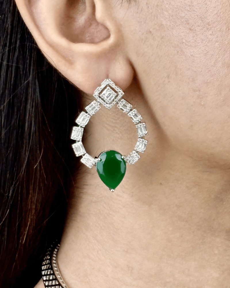 Serpentine Emerald Diamond Hasli | Silver