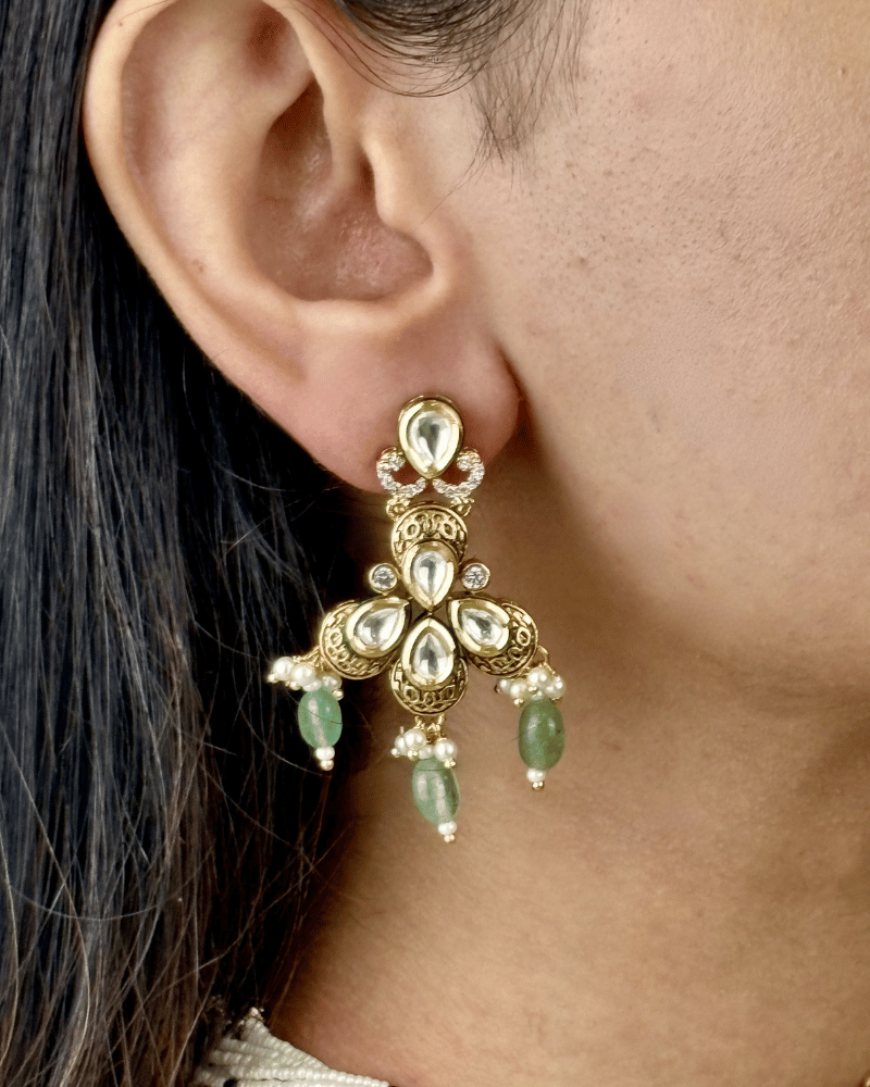 Rukhsar Kundan Choker With Mint Drops | Mint Work | 18K Gold Plating