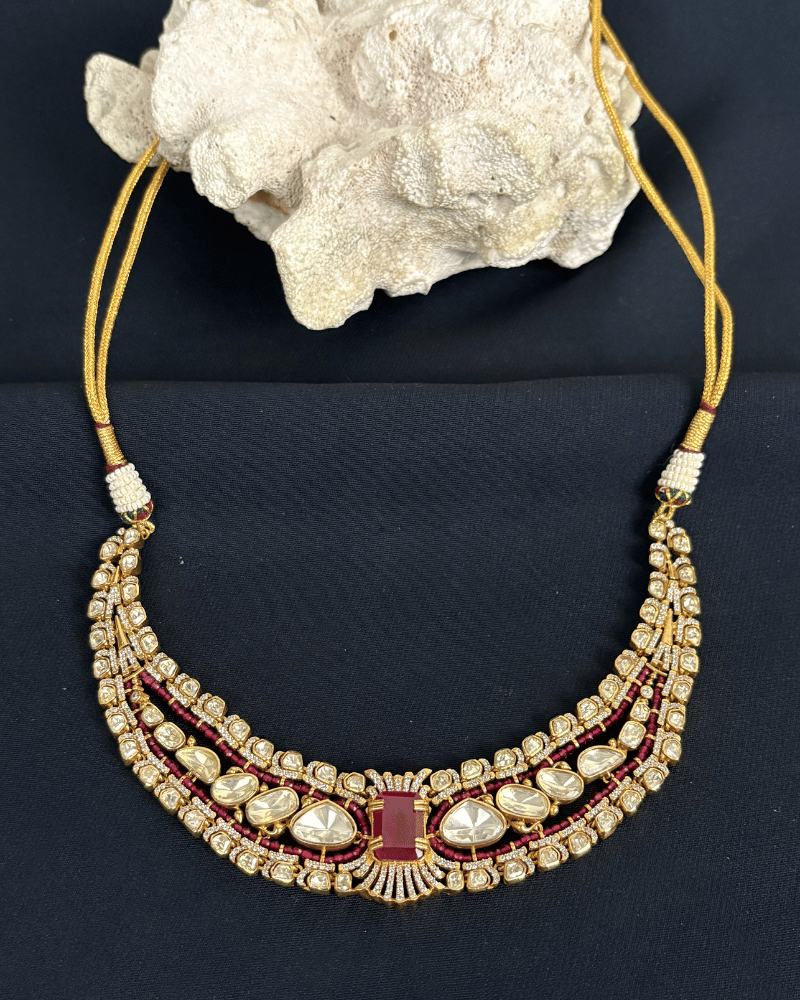 Rasika Ruby Moissanite Haar | Screw Back | 18K Gold Plating